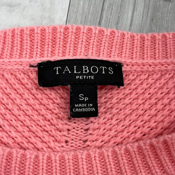 Talbots Shaker Stretch Long Sleeve Pink Knit Warm Pullover Crew Neck Sweater SP - Picture 4 of 7